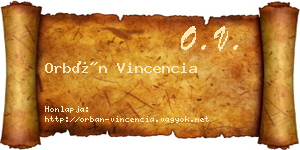 Orbán Vincencia névjegykártya